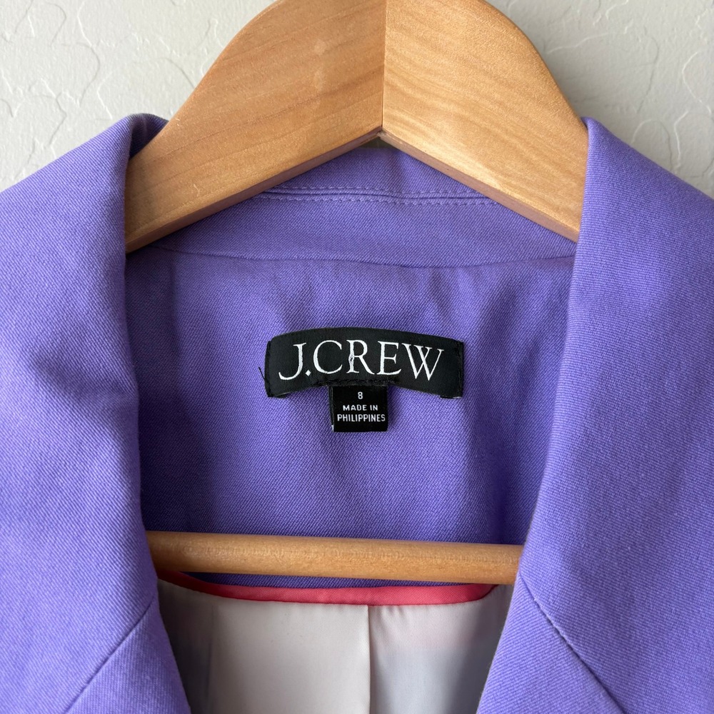 J.Crew Devon Blazer Purple Double Breasted‎ Cotton Viscose Jacket Size 8 - Picture 5 of 9
